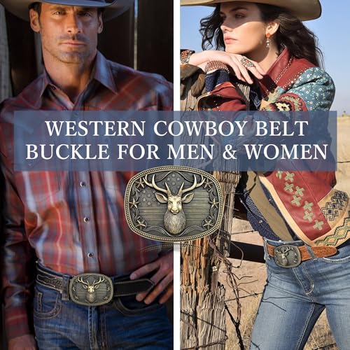 Image of Western Cowboy Belt Buckles Men - Western Belt Buckle Vintage Country Belt Buckle for Men Women Cowgirl Cowboy Gifts