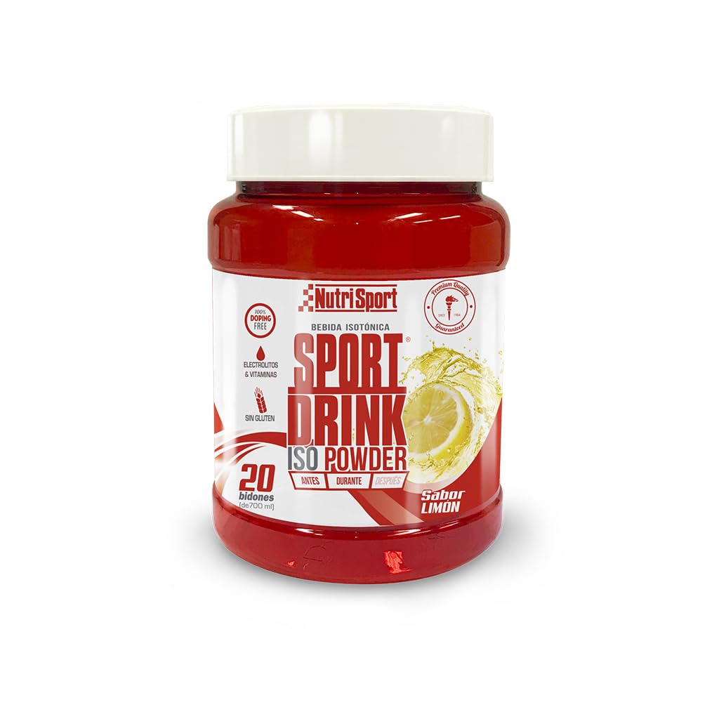 NUTRISPORT Sport Drink ISO Powder |Bebida Isotónica en Polvo | Complemento Alimenticio Deportivo | Recuperación Muscular | Vitaminas y Minerales | Sabor Limón | Bote de 1020 gr