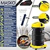 Masko® Aspirateur Industriel 6IN1 Aspirateur Eau et poussière Aspirateur Aspirateur à Cendres 2 300 W + Prise électrique Fonction soufflage Aspiration à Sec et Aspiration de l'eau (Gelb)