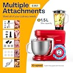 VIVOHOME 6-in-1 Stand Mixer, 8.5 Quart Electric Tilt-Head Kitchen Mixer with Bowl, Multifunctional Food Mixer for Cake, Bread, and Dough, with Meat Grinder, Blender, Pasta Maker Attachments, Red - Image 5