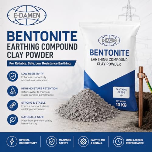 Image of Bentonite Earthing Compound Clay Powder 10 Kg - Earthing Grade Bentonite Powder for Electrical Grounding Pits Piling Grade Compound Yellow Clay Low Resistance Electrical Earthing Material