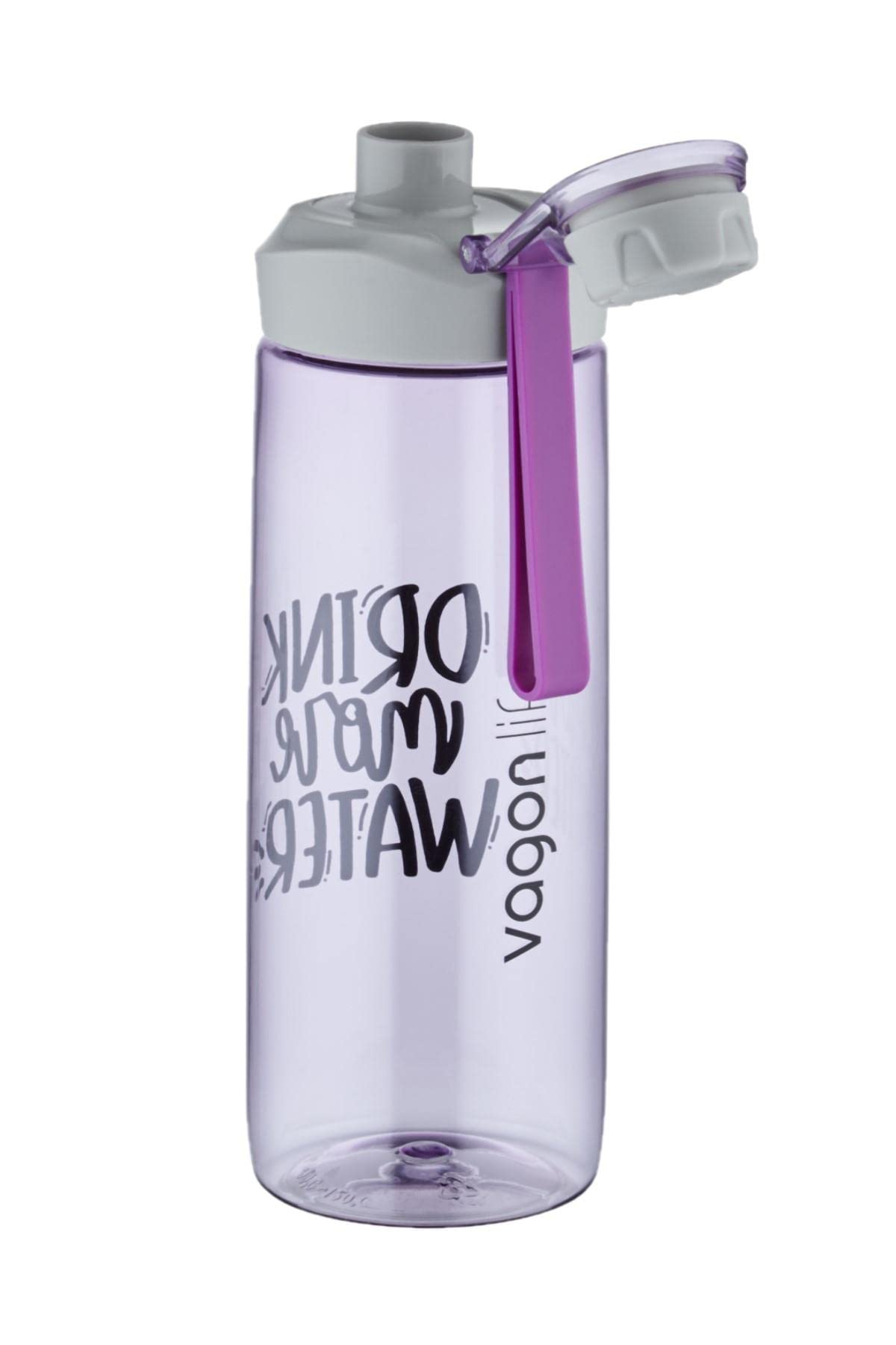 Vagonlife 720 ml Çevir Aç Kapak Tritan Su Matarası -Silikon Taşıma Askısı-Süzgeçli- Mor