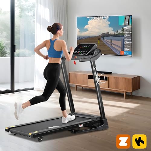 Image of Treadmill with 15% Auto Incline, Folding Running Machine 3.0HP, 300 lbs Capacity, 24 Programs, Shock Absorption, Bluetooth App, 8 MPH Treadmills for Home
