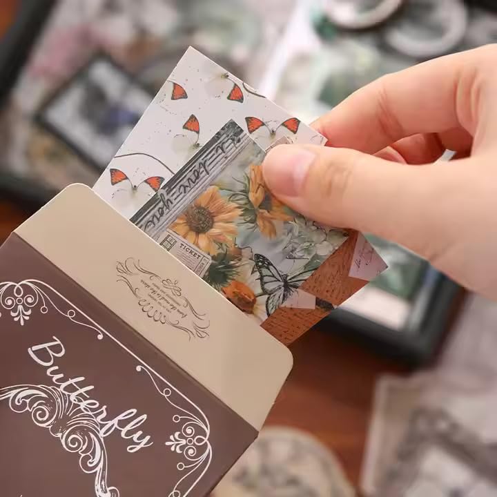 Image of VOTDOT Paper Junk Journal & Scrapbook Kit, Scrapbooking Supplies Kit with Creative Decor Journaling Supplies, Stationery, Stickers, A6 Grid Notebook with Graph Ruled Page Gift for Girl (Harry Potter Butterfly Brown)