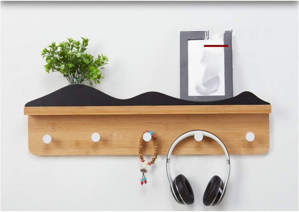 Creative Wall Mounted Wooden Coat Rack Multifunctional Home Storage Hook 6 Hooks