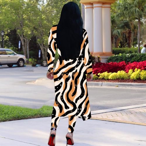 Image of Max2co Women 2 Piece Outfits Floral Long Sleeves Open Front Cardigan Cover up with Leggings High Waist Long Pants Set
