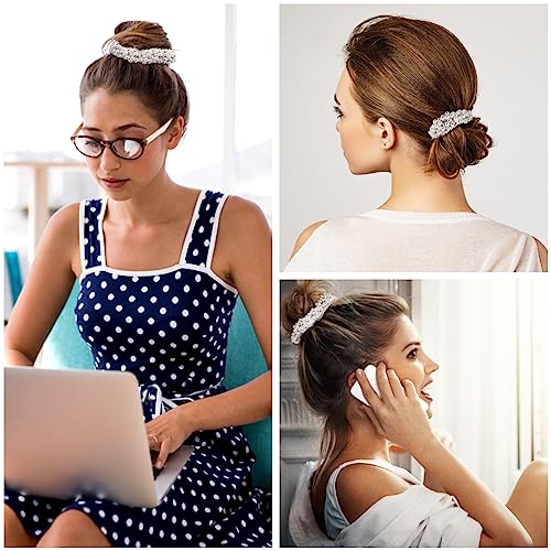 Lusofie 4Pcs Pearl Hair Ties White Pearl Scrunchie Elastic Pearl Ponytail Holder Hair Ropes Hair Accessories for Women and Girls - Image 4