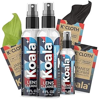 Koala Eyeglass Lens Cleaner Spray Kit | American Made | 18 Ounces + 3 Koala Cloths | Streak and Alcohol Free | Carefully Engineered Glasses Cleaner | Safe for All Lenses