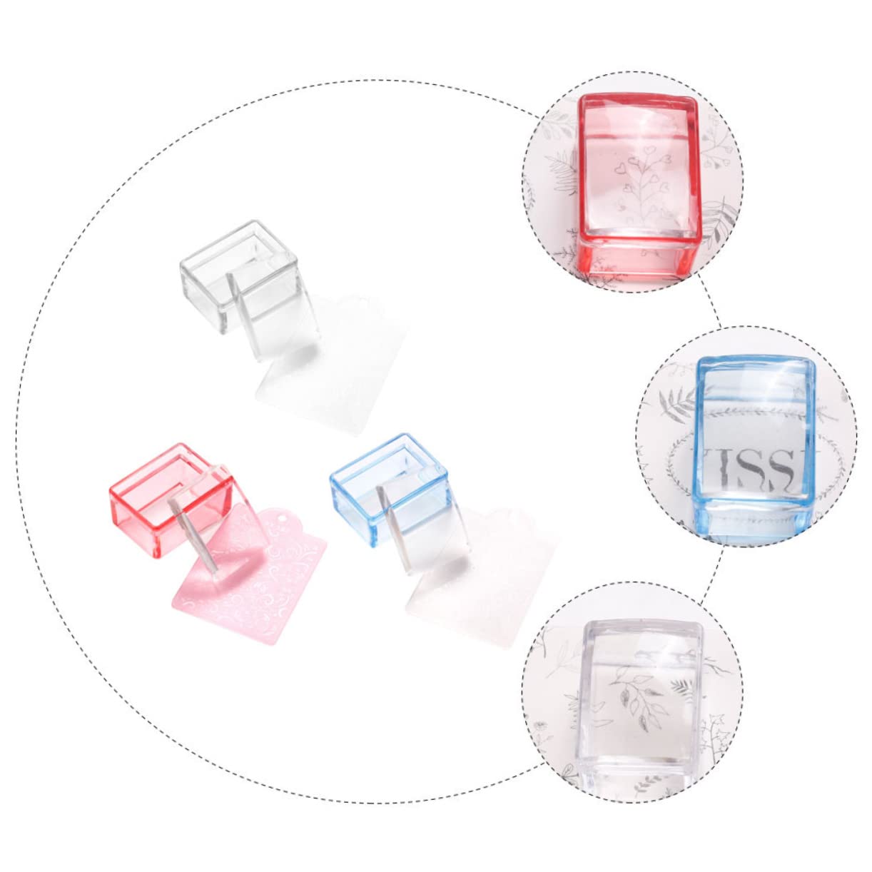 minkissy 12pezzi Stampini Per Unghie Trasparenti Kit Per Manicure Strumenti Professionali Per Decorazione Unghie Salone e Casa Colori Trasparente