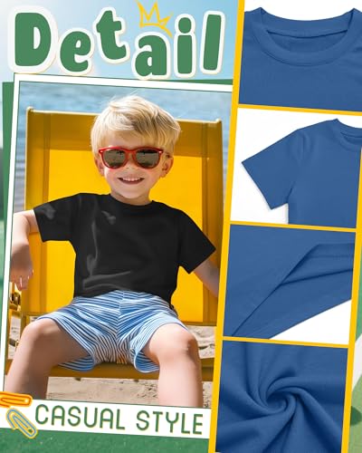 Image of Oakgarden 3 Pack Toddler Boys Crewneck T Shirts | 18M-5T, Short Sleeve Solid Tees, Soft Basic Tops, Baby Summer Clothes, Daycare, Preschool, Playdates, Daily Wear