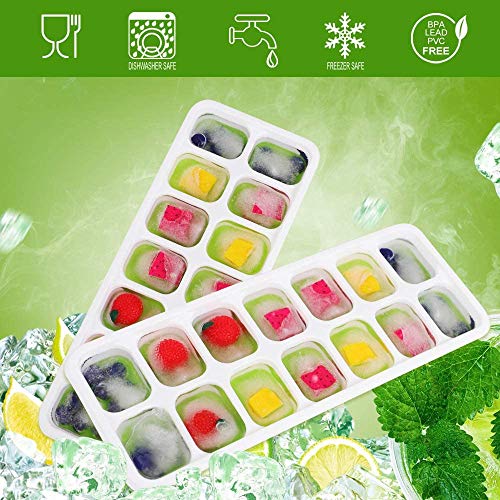 2 stuks IJsblokjesbakje Gemakkelijk los te maken siliconen BPA-vrije vormpjes 14 ijsbakken Duurzaam voor… - Afbeelding 7