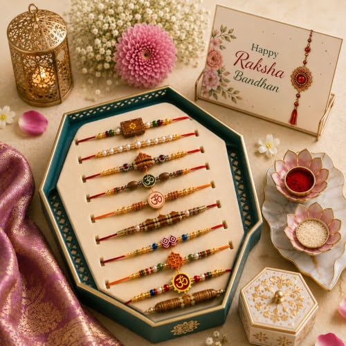 Image of Combo of 10 Dora Rakhi Set for Brother, Bhaiya, Bhabhi for Rakhi /Rakshabandhan with Roli Chawal & Greeting Card | Premium Rakhi Hamper RKHMPR52