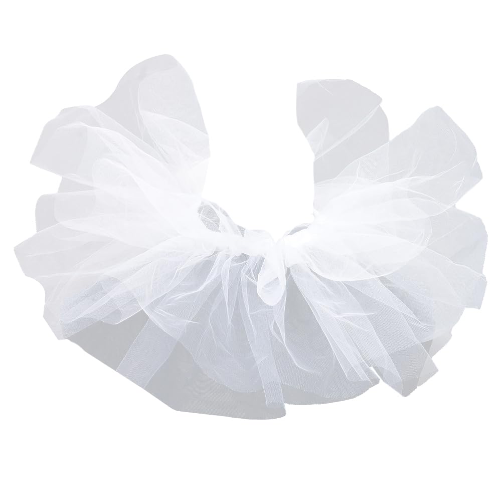 CABODYALS White Tulle Gathered False Collar Vintage Victorian Renaissance Ruff Detachable Transparent Mesh Ruffled Layered Versatile Shawl Clown Neck Collars for Women Costumes Party Cosplay Halloween
