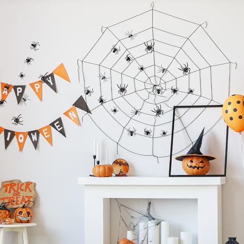 Spinnen,50 Stück Spider Modell,Halloween Deko Spinne,Plastik Spinnen Tisch Klein,Band Dekorationen für Dekorations,Gruselig Halloween-Spinne,Kunststoff