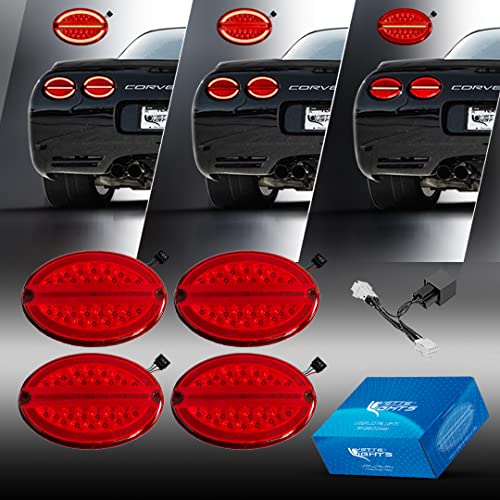 Vette Lights 1997-2004 C5 Corvette Red Lens G3 Laser LED Tail Lights W/ Hyper-Flash Harness