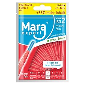 Interdentale borstels rood 0,5 mm Basic van Mara | ISO 2 medium fijn | 33% meer inhoud | interdentale borstels rode…