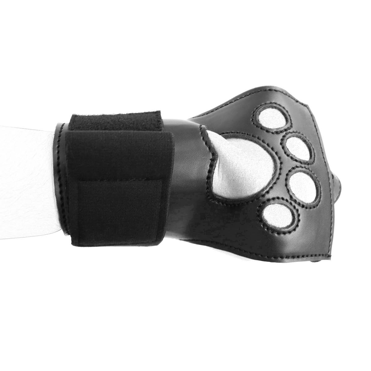 Dog Paw Crawl Glove PU Leather Paw Padded Mittens Halloween Christmas Costume Accessories: Black-white