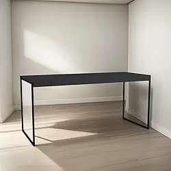 Mesa Industrial para Computador com Pés de Ferro 90 cm - Escrivaninha Diretor Preto- JM3 Móveis