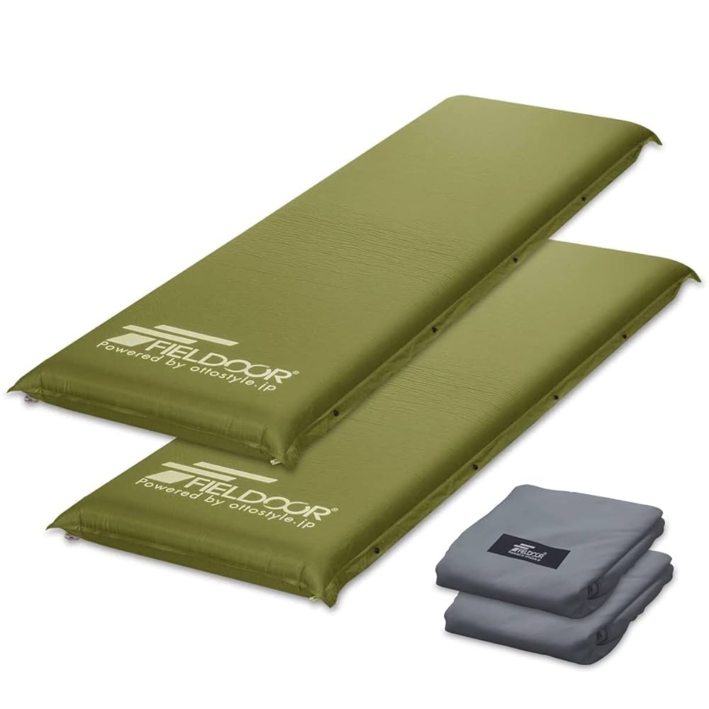 FIELDOOR 車中泊、アウトドアマット 10cm厚　2枚セット Amazon | FIELDOOR 車中泊マット 10cm厚 2個 ＆ マットシーツ 2