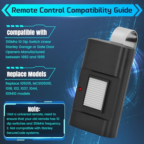 1 for 1050 Linear Stanley Multicode Garage Door Remote，310MHz 10 DIP Linear Gate Opener Remote，Replace MCS105015 105015 1082 109410 - Thumbnail 3