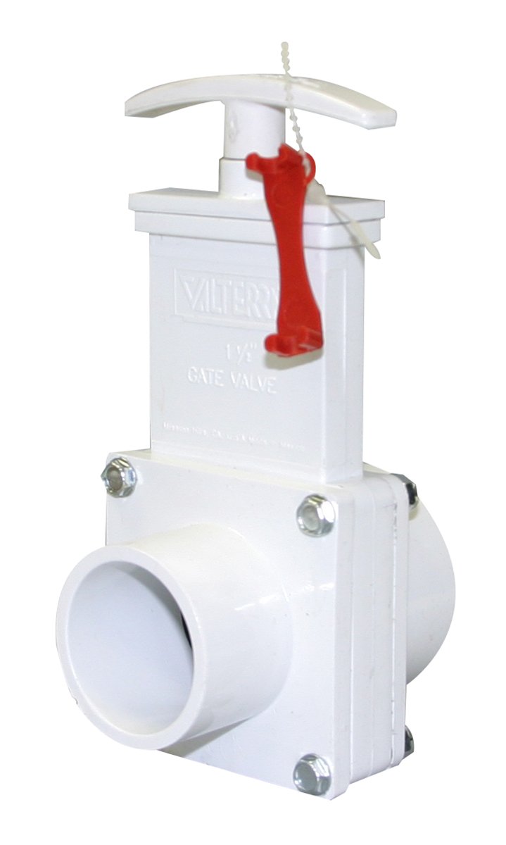 Valterra 6102X PVC Gate Valve, White, 1-1/2" Slip x Spigot w/Gate Keeper