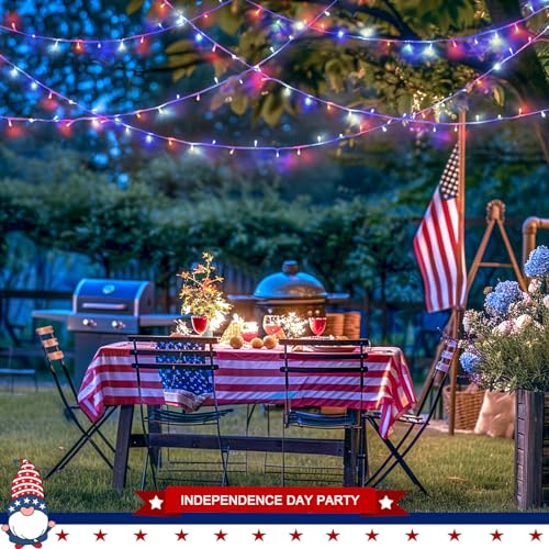 Jmexsuss EXS-S-0400-R 400 Led Red White And Blue Lights Outdoor, 132Ft 4Th Of July Lights Indoor, 8 Modes Christmas Lights For Party,X'Mas Decoration, Patriot thumb #5