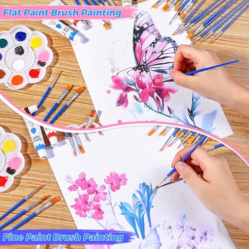 Image of 162 Pcs Paint Brushes Bulk, Round Flat Tip Acrylic Paint Brushes Set for Kids Classroom Crafts Oil Watercolor Canvases Face Painting Touch Up