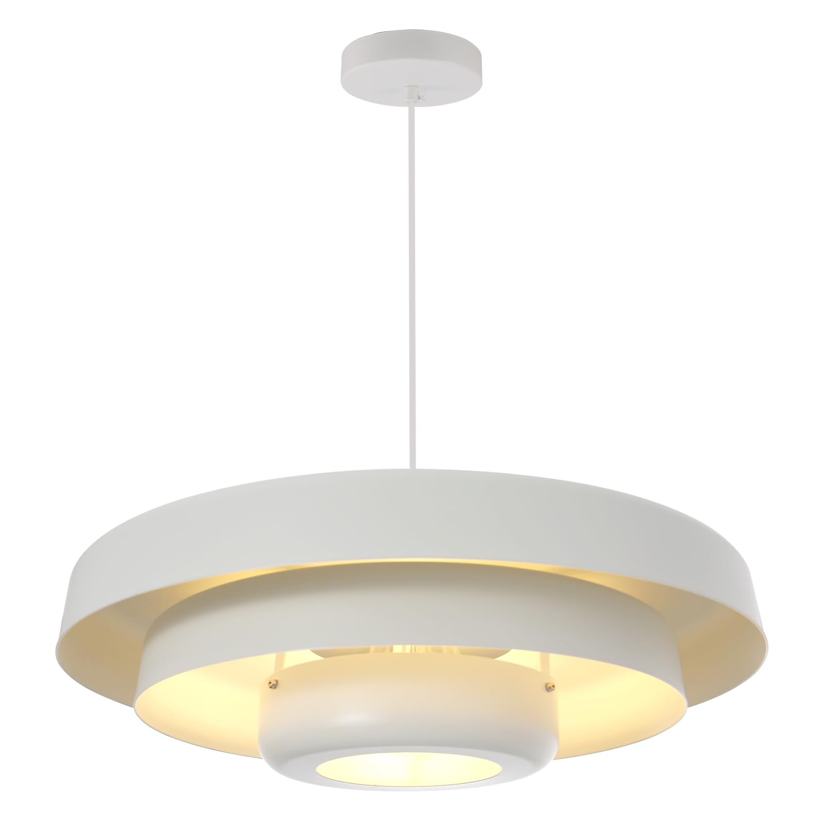 White Mid-Century Modern 3-Tier Pendant Light
