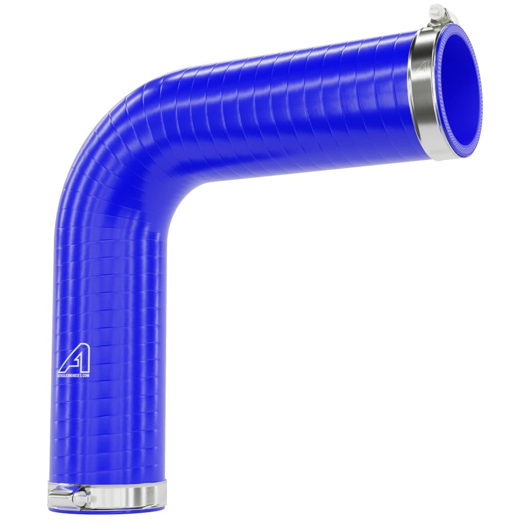 90° Blue Silicone Elbow Attachment for 51mm Gutter Cleaning Poles - Flexible Head Connector for Easy Angled Access with Hose Clip Kit