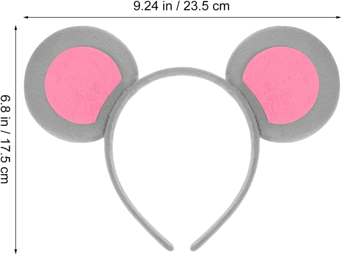 CLISPEED 2pcs Halloween Mouse Ears Headband, Cute Animal Headwear for Women - Rat Costume for Birthday Party Cosplay Costume Events Grey - Image 4