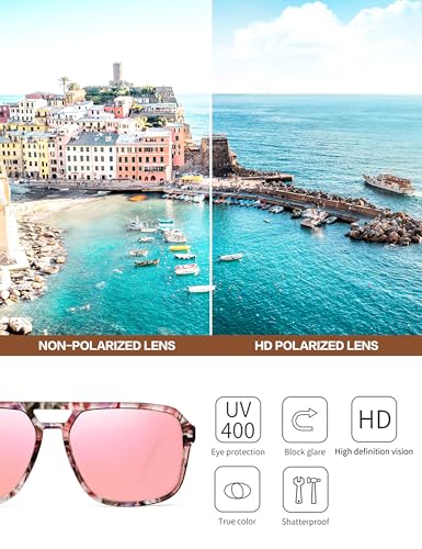 Image of BIRCEN Mens Acetate Polarized Sunglasses: Retro Square Sun Glasses UV400 Protection Anti-Glare Shades for Driving Travel