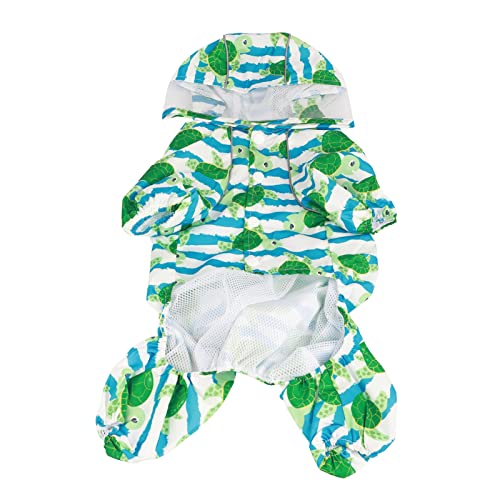 Qukaim Chubasquero reflectante con capucha para mascotas, ligero, impermeable, con capucha para mascotas, patrón de tortuga marina, XL para viajes al aire libre, camping, senderismo, XXL