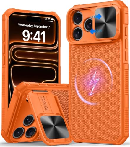 Image of for 18 Pro Case with Slide Camera Cover, Fit for Magsafe Orange
