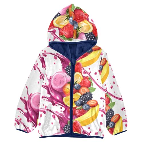 Mixed Berries Girls Fleece Jacket Girls Fall Jacket Girls Zip Up Hoodie Girls Sherpa Jacket 2-10T