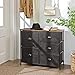 SONGMICS Wide Dresser with 5 Drawers, Industrial Closet Organizer with Metal Frame, Wooden Top, for Hallway, Nursery, Rustic Brown + Black