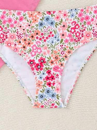 Image of SEGT Girl's 3 Piece Striped Bikini Swimwear Cute Swimsuits Bathing Suit High Waisted with Cover Up Beach Skirt