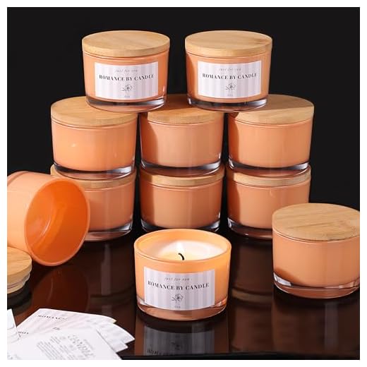 12 Pcs 4 oz Orange Glass Candle Jars with Lids& Labels for Candle Making