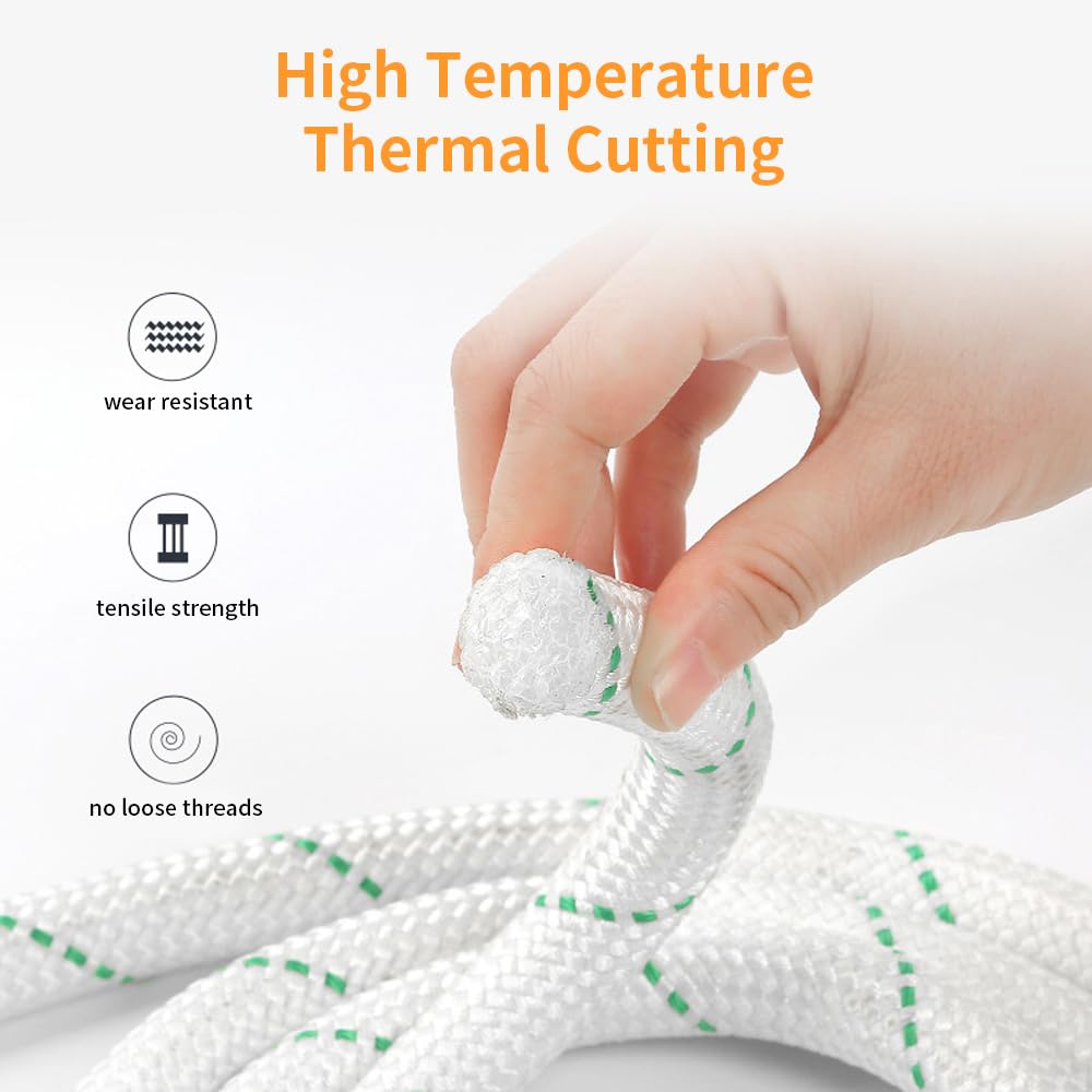 Corde de sécurité, Corde de Travail en Hauteur de 20 mètres de Longueur, Rappel Blanc avec 18 mm de diamètre et 28 KN de Traction (avec Verrouillage à Crochet de 15 KN)