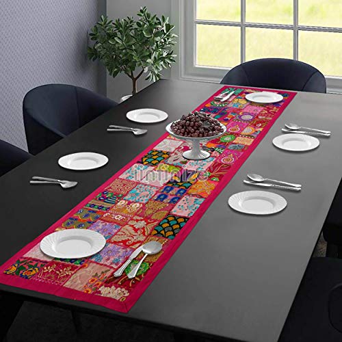 Chemin de table patchwork ethnique brodé 40x152 cm pour maison vintage