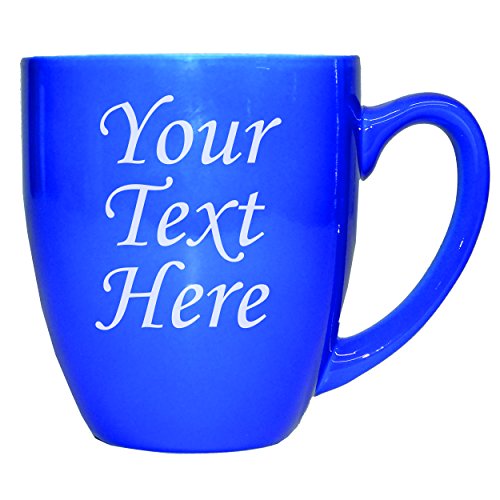 Custom Engraved Latte Coffee Mug - Personalized With Your Text (Blue) #TOP20