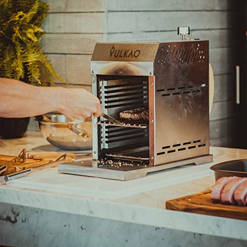 Churrasqueira Gás Vulkao Inox Portátil Sem Fumaça + Kit Gás
