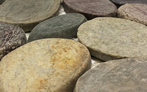Interlocking Pebble Floor Tiles (5-Pack) Kitchen, Bathroom, and Patio Flooring | Indoor and Outdoor Use | Granite Medley Color Stones | Quick and Easy Grout Installation