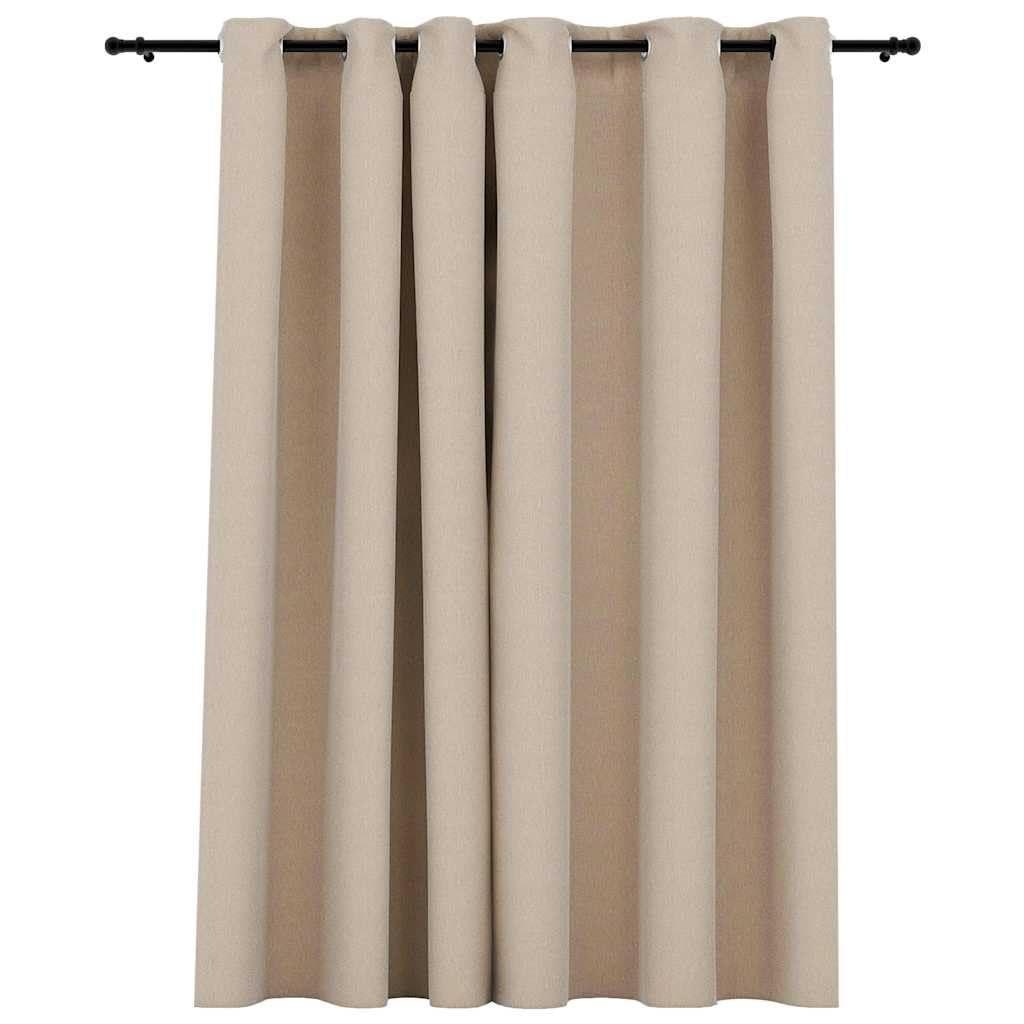 vidaXL Linen-Look Blackout Curtain with Grommets Bedroom Home Decor Window Treatment Eyelet Ready Drape Covering Blind Beige 290x245cm