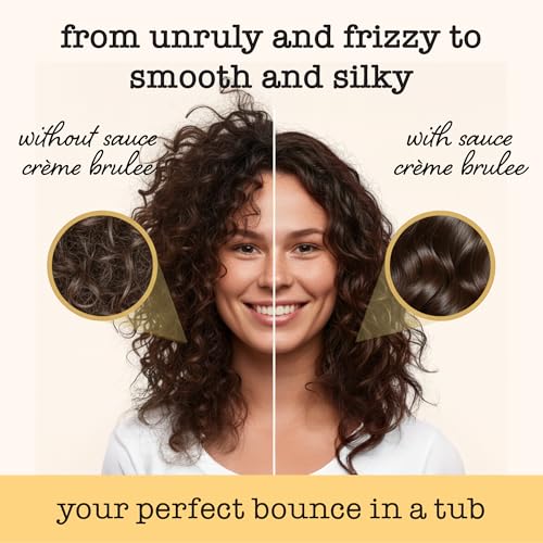 Image of SAUCE BEAUTY Creme Brulee Curl Custard (10.5 Fl Oz) Frizz Control, Detangler & Curl Defining Cream with Cocoa Butter, Coconut Oil & Tangerine Oil, Hair Styling Cream for Wavy & Coily Hair
