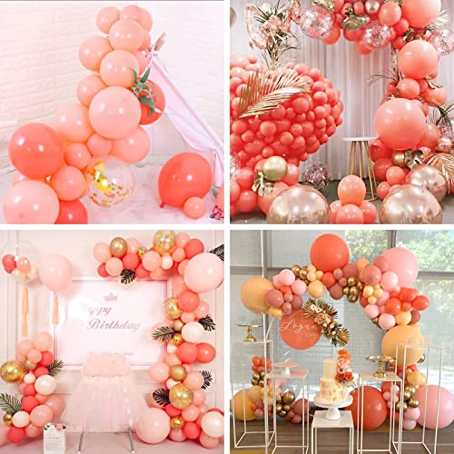 Image of PartyWoo Red Gold and Nude Balloons 66pcs 12 10 Inch Pearl Coral Red Nude Apricot Gold Confetti Balloons for Graduation Baby Shower Birthday New Year's Eve Anniversary Bachelorette Party Decorations
