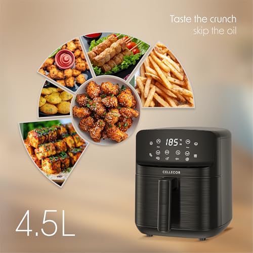 Image of Cellecor Aurifry Digital Air Fryer 4.5L | 1500W | 360 Rapid Air Circulation | Up to 90% Less Oil | 8 Preset Modes | Touch Control & Digital Display | Non-Stick Basket | Auto Shut-Off | 2 Yrs Warranty