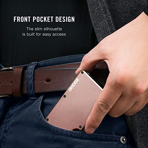 Image of The Ridge Men's RFID Blocking Slim Minimalist Wallet, Rose Gold, Mountain Ridge