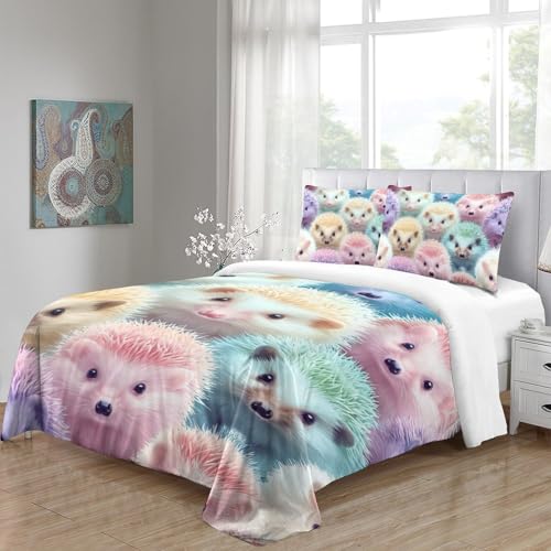 Parure de lit microfibre super douce motif hérisson imprimé 3D
