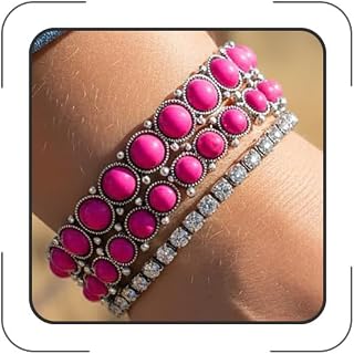 Western Bracelets for Women Stackable Turquoise Bracelet Rhinestone Elastic Bracelet Boho Western Country Cowgirl Jewelry Costume Accessories