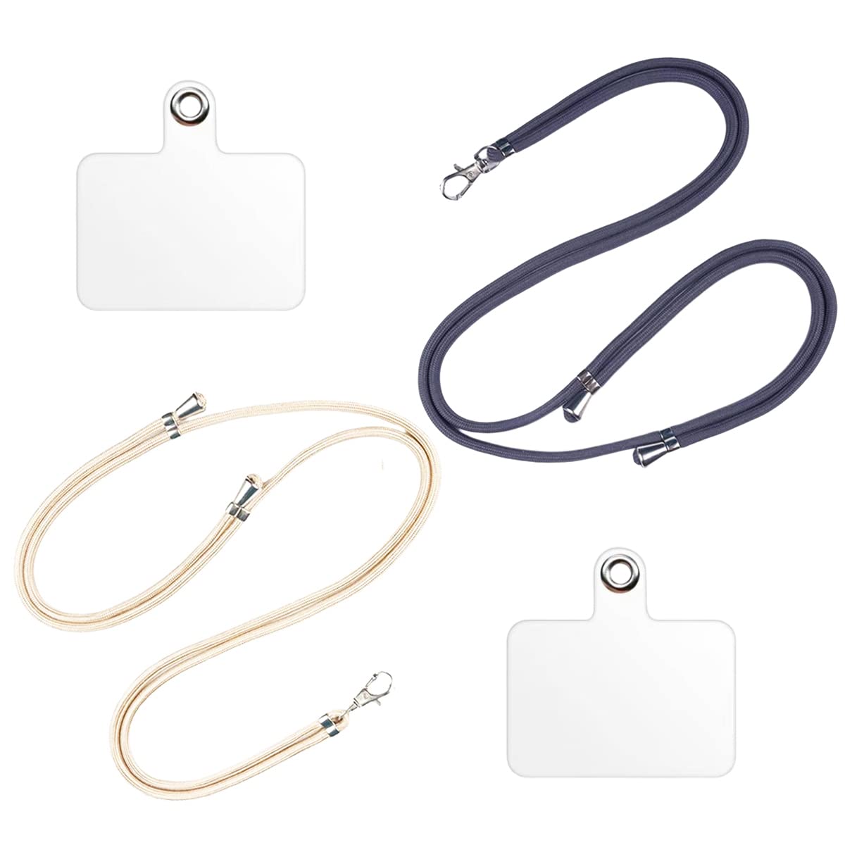 Morices Grey+Beige 2 Pcs Universal Cell Phone Lanyard With Patches, Adjustable Nylon Neck Strap Crossbody Strap For Badge Key, Multipurpose Phone Necklace Compatible With Most Smartphone (Grey/Beige)